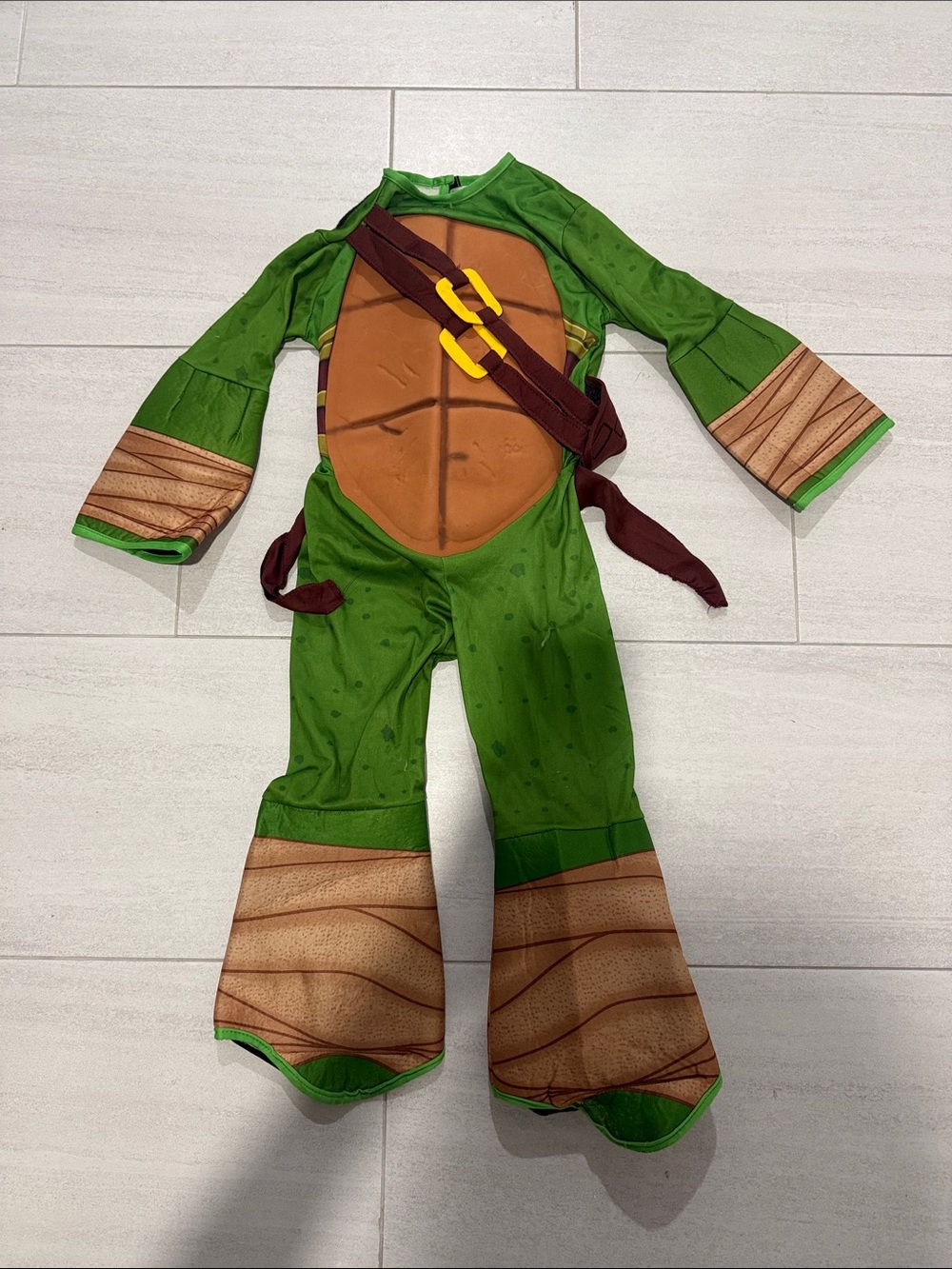 Green Turtle Shell Kids Costume with Brown Accents